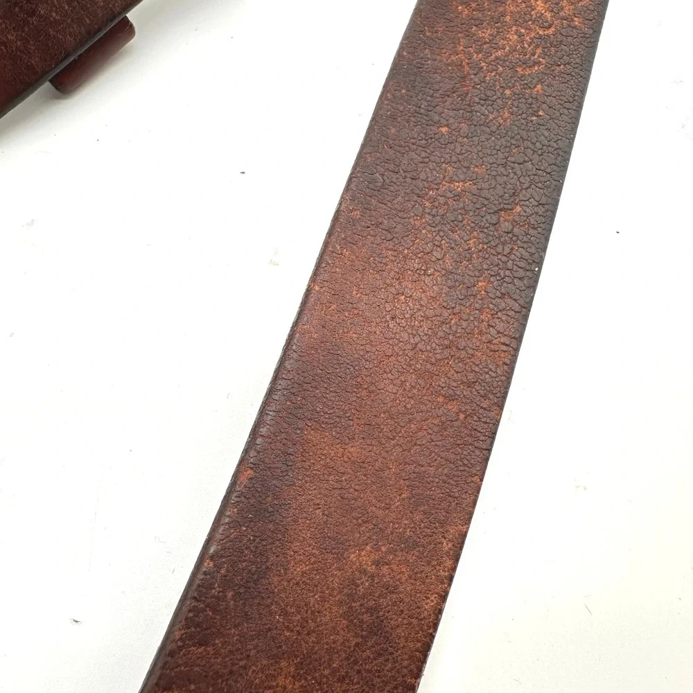 Carhartt Mens Classic Saddle Brown Distressed Leather Work Belt Silver Buckle